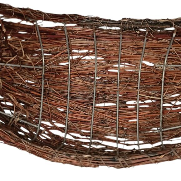 Woven Grapevine Twig Wall Basket Rustic Primitive Farmhouse Brown 10” X 10" - Picture 5 of 11